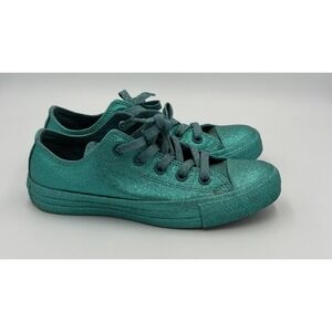 Converse Chuck Taylor All Star Low Teal Green Glitter Sneakers Womens 6 164813C